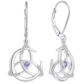 YL Celtic Knot Dangle Drop Earrings Sterling Silver Moon Leverback Earrings Gemstones Jewelry for Women, Metal, Alexandrite