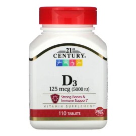 Vitamina D3 21st Century 125mcg (5000iu) 110 Tabs Sabor N/a