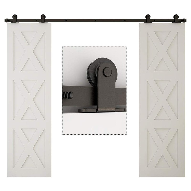 TSMST 12FT Sliding Barn Door Hardware Kit for Double Wood