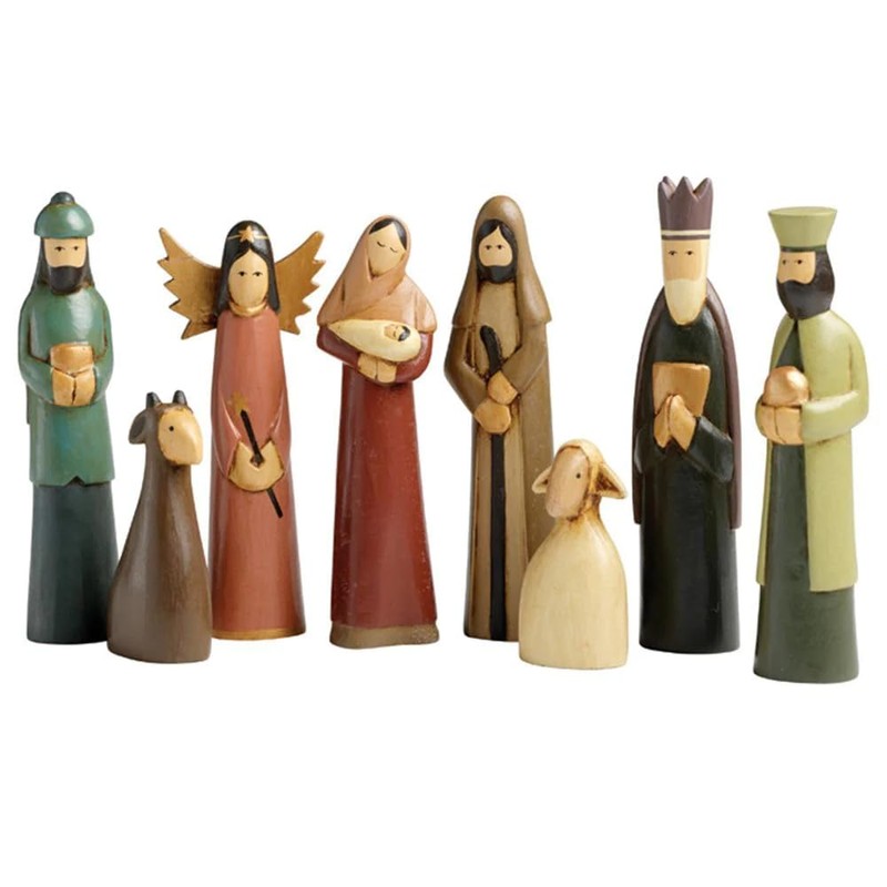 Dear Holidays Folk Art Tabletop Nativity Scene Set