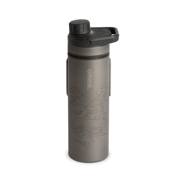 GRAYL UltraPress Titanium 16.9 oz Water Purifier & Filter Bottle for Hiking, Backpacking, Survival, Bushcraft, Travel (Covert Black)