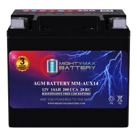 Mighty Max MM-AUX14 Start and Stop Car 12V 14Ah, 20RC, 200 CCA AGM Car Battery