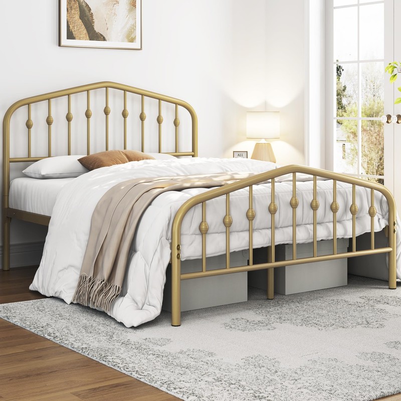 Yaheetech Full Bed Frames Metal Platform Bed with Victorian Style