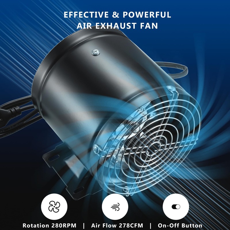 6in Inline Duct Fan, High Air Flow Extractor Fan Exhaust