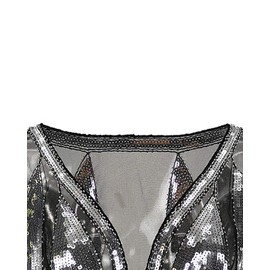 Grouptap Wedding brides women gatsby cape shawl beaded wrap bolero silver black for 1920s art decor fashion evening party dress (Silver)