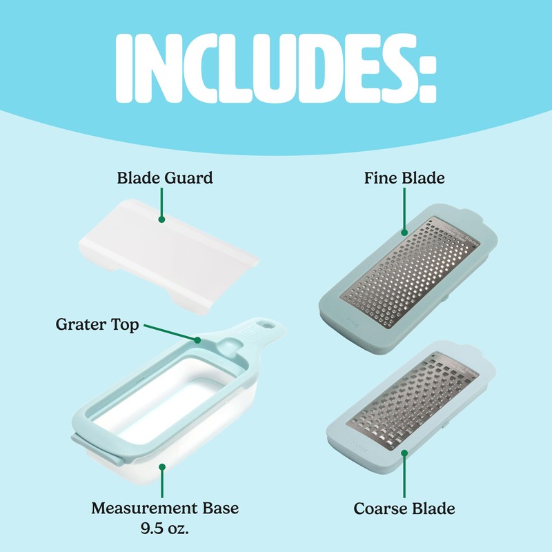 Tasty Interchangeable Grater with Storage Box, Includes Coarse & Fine
