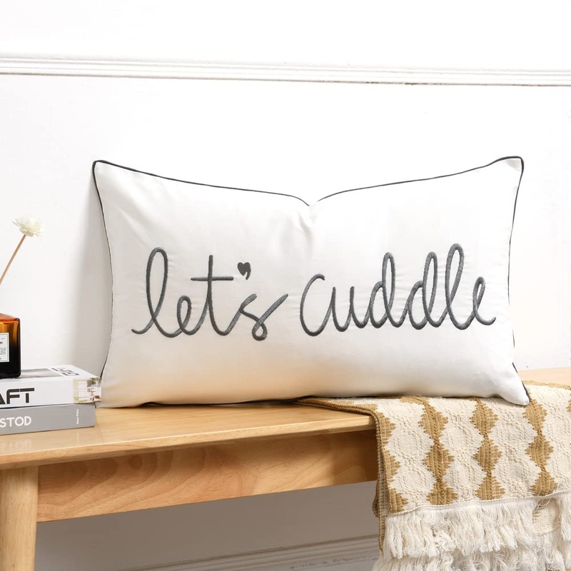 Sanmetex Decorative Lumbar Pillow Covers 14x24 Inches, Embroidery Soft Rectangluar