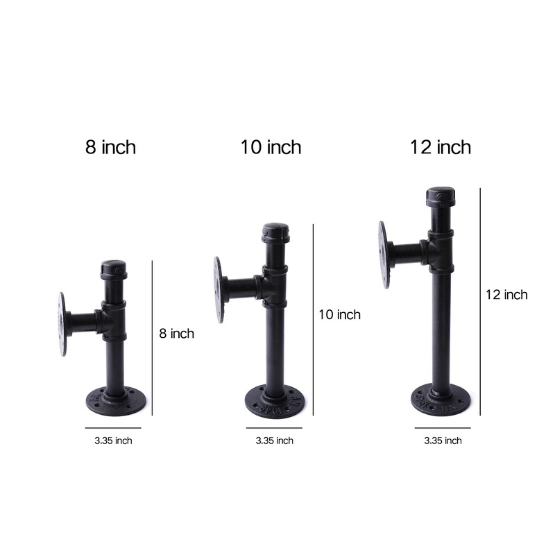 3/4" Industrial Pipe Shelf Brackets, Black Iron Wall Mounted DIY