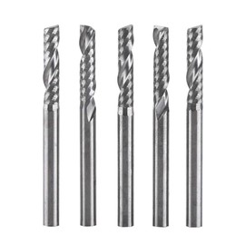 Hilitand 5 Pcs Tungsten Carbide End Mill 3.175mm(1/8") Shank Single Flute Milling Cutter CNC Rotary Burrs Set Bit CNC Milling Bit