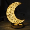 Bedside Table Lamp Crystal Moon Shape Cordless Rechargeable Long Touch
