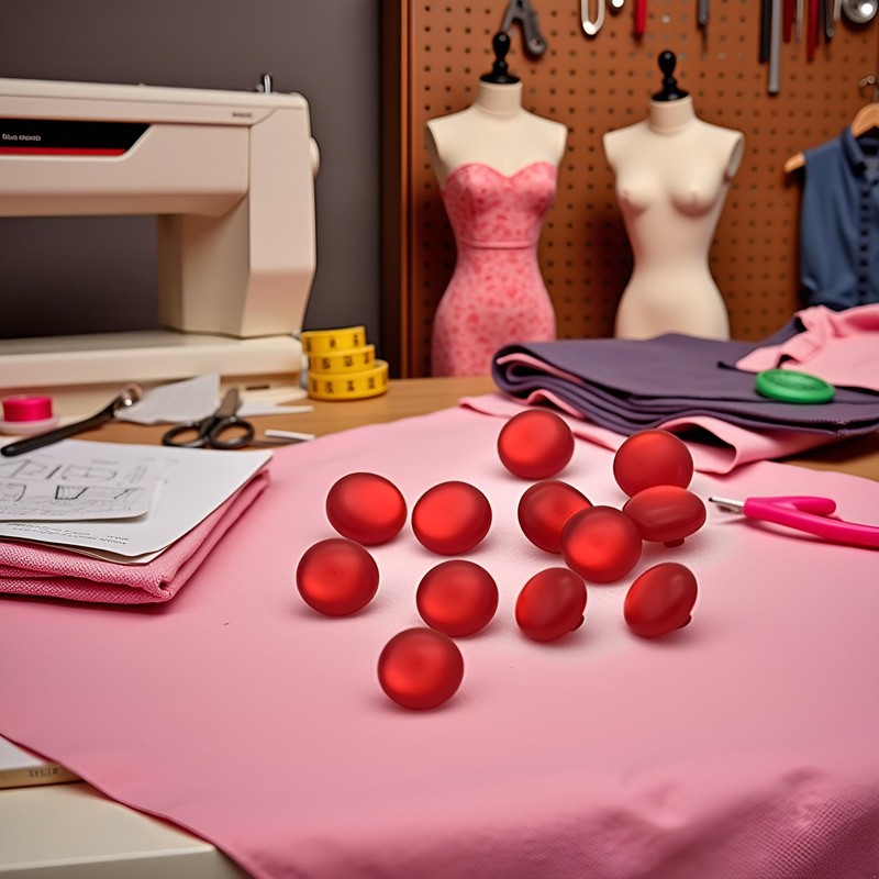 50pcs/Pack Red Resin Colored Shirt Pearl Buttons，Hand Sewn Button， for