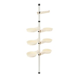 Lfhelper Plant Stand Tension Rod Shelf Window Plants Hanger, Adjustable Hanging Plant Stand Indoor Window Sill Plant Tray 7-Tier Display Stand for Flower Multiple Plants, w 6 Trays & 1 Arm Hanging Rod