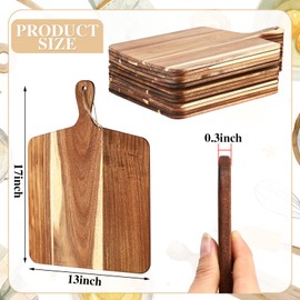 6 Pcs Cutting Board Set Plain Chopping Board with Handles Laser Engraving Serving Board Wooden Charcuterie Kitchen Board Bulk for DIY Housewarming Christmas Gift (17 x 13 Inch, Acacia Wood)