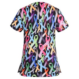 Scrub Tops for Women Stretchy Vneck Short Sleeve Cute Floral Animal Printed Holiday Nursing Pocketed Working Uniforms