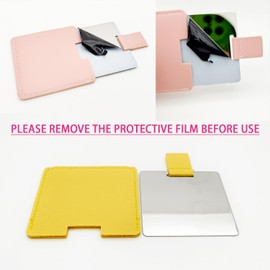 Ksvsonrvi Pocket Mirror Travel Mirror 2.36 Inches Mini Handheld Stainless Steel Unbreakable Mirrors with PU leather Case (Pink)