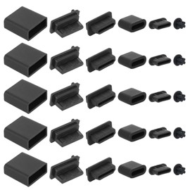 30Pcs 6 Type Silicone Anti Dust Cover USB Cover Port Plug Caps USB Type-A Plugs with Cleaning Brush Kit for USB Type-C, Headphone Port, HDMI,