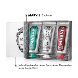 Marvis Caja con 3 Sabores - Clásica, Blanqueadora y Canela