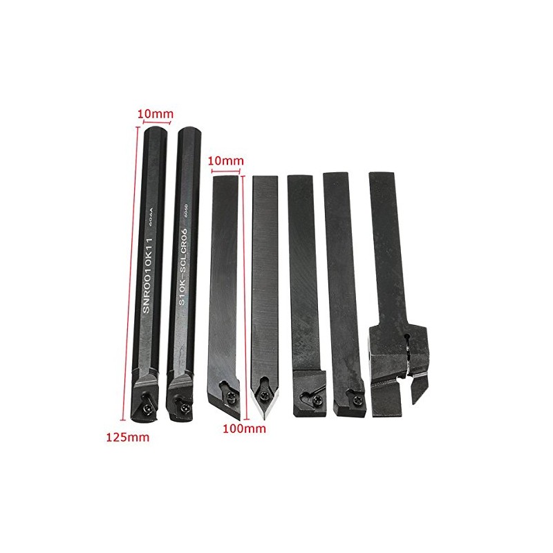 EsportsMJJ Machifit 7pcs 10mm Shank Lathe Turning Tool Holder Boring