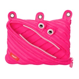 ZIPIT Monster Pencil Case for Girls, Cute 3-Ring Binder Pencil Pouch for Kids and Teens, Stationery Bag for School ,Pink
