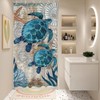 Final Friday Nautical Green Sea Turtles Beach Theme Fabric Shower
