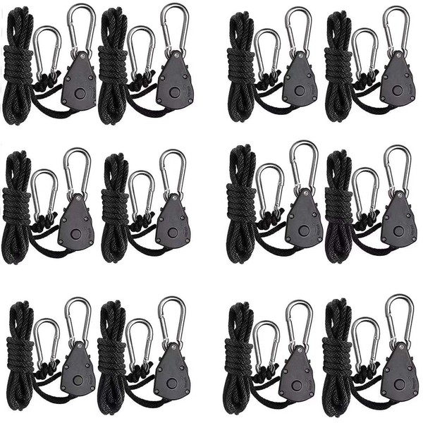 Zazzy 6-Pairs 1/8 Inch Adjustable Rope Hanger for Grow Light,