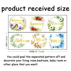 SUPERDANT 6 Styles Colored Wreath Wall Stickers PVC Waterproof Wall Decals Room Door Signs Self-Adhesive Sticker Set Decoration for Bedroom Livingroom Bathroom Offices Storage Room Lounges Home