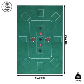 Cepewa Poker Table Cover │ 60 x 90 cm 100% Polyester Felt Green Printed │ Foldable Poker Mat