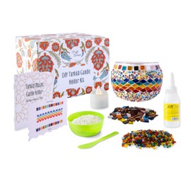 KRAFTSTORIES Turkish Mosaic DIY Candle Holder Kit Glass Decorative Tealight Holder for Living Dining Room Bedroom | Make Your Own Mosaic Candle Holder | Craft Kits for Adults (Multicolor - MA04)