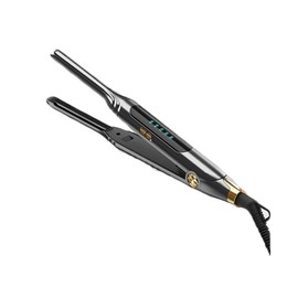 Ficzcfy Small Flat Iron 3/10'' Mini Flat Irons for Short Hair,Pixie Cut & Bangs,Pencil Hair Straightener for Edges with LED Display,Travel Tiny Hair Straightener with Dual Voltage,Auto Shut Off（Gray）