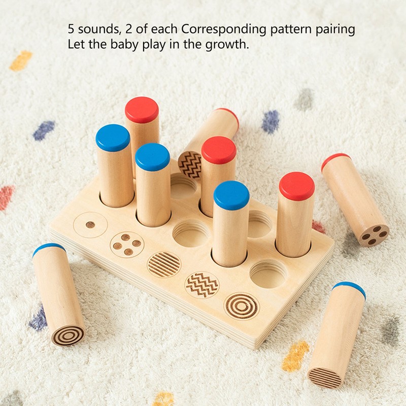 Wooden Sound Cylinders Toy Sensory Integration Training Educational Sound Stick