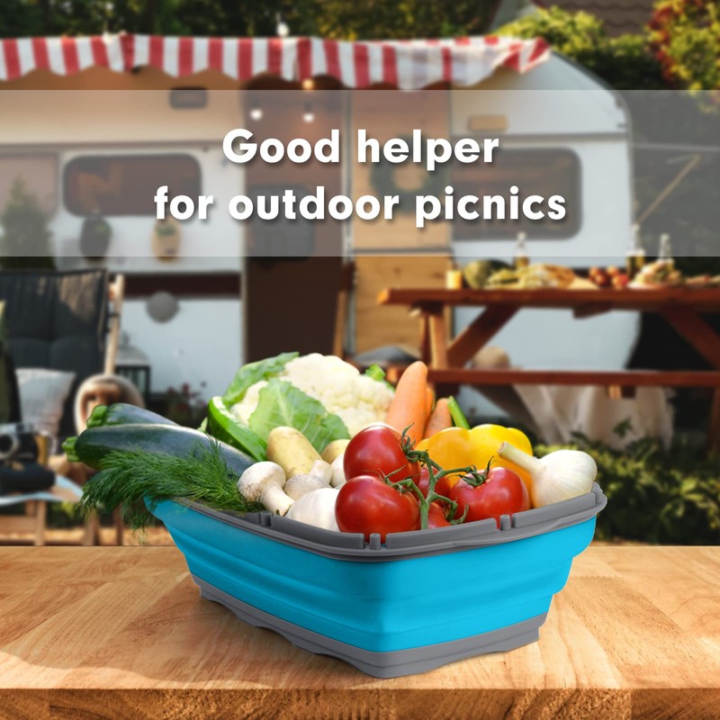 HI NINGER camping cutting board, Collapsible Chopping Board with Colander,