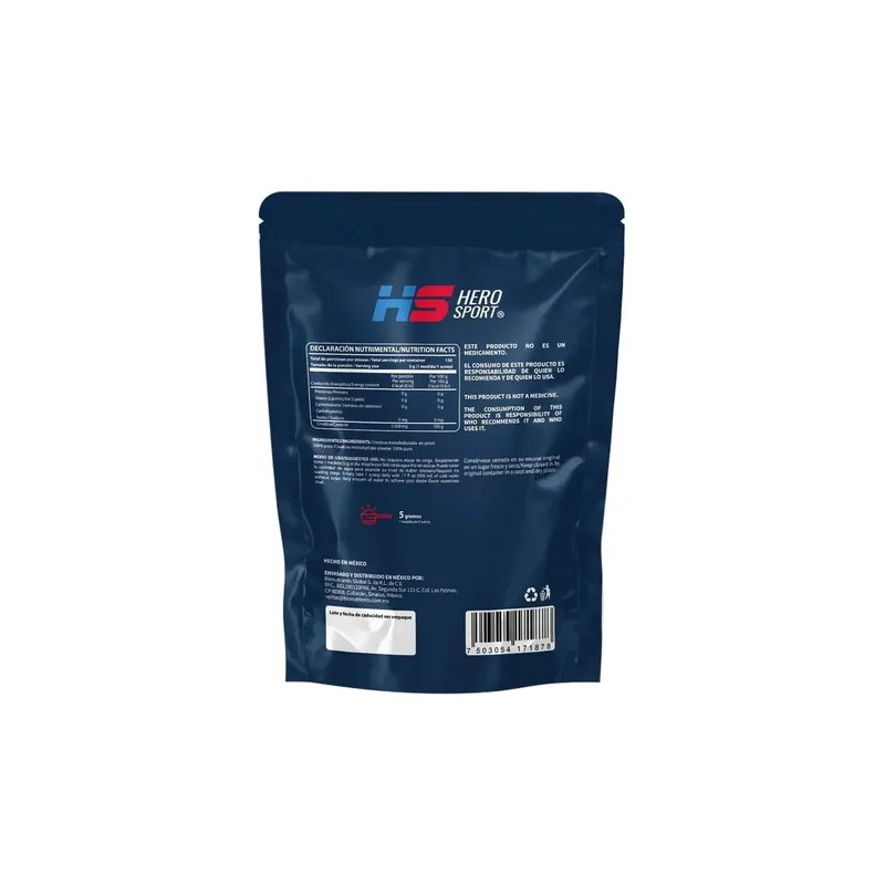 Creatina Monohidratada 750gr Hero Sport Sabor Sin sabor