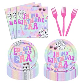 96Pcs In My Birthday Era Party Supplies Friendship Party Tableware Set Music Birthday Plates and Napkins for Singer Birthday Party Dinnerware for 24 Guests