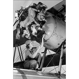 History Galore 24"x36" Gallery Poster, female mechanic rosie the riveter Wright R-760-2 engine Oct 1942