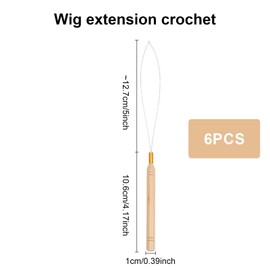 Homiladi ​​6 Pcs Hair Extension Loop Threader | Micro Nano Beads Device Hair Extension Loop Needle | Wood Hair Extensions Pulling Hook Tools for Hair Styling Tools Accessory or Feather Extensions