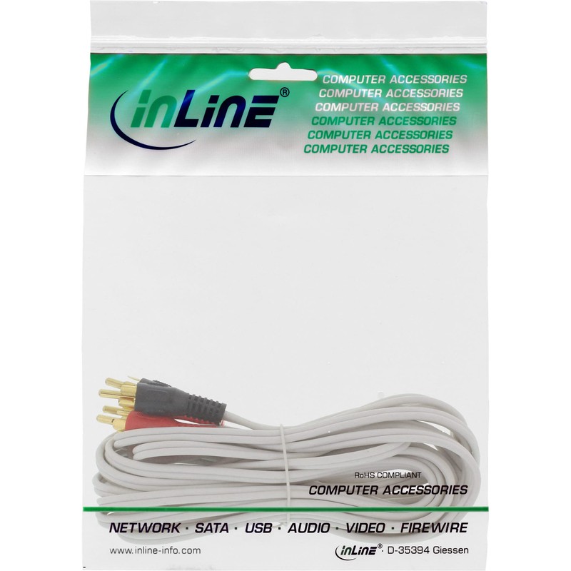InLine® Cinch Cable 2 x Cinch Male/Male/White/PC