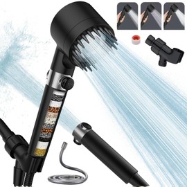 Cabezal de Ducha de Mano Con interruptor,Alta Presión Y Múltiples Modos De Pulverización,Filtro De Agua Suave De 18 Etapas,Con Manguera De 150 Cm,Cint