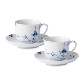 Royal Copenhagen 1017409 Blue Palmette Pair Cup & Saucer, 5.3 fl oz (160 ml), Wedding Gift, Gift