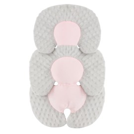 Baby Car Seat Pillow, Head and Body Support for Newborn Insert, 2 in 1 Reversible Baby Seat Cushion, Soft Stroller Insert for Car Seats, Baby Rockers, Prams and Swings (Grey Pink)