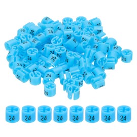 PATIKIL 100 Pcs Clothes Hanger Markers Number 24 Tags Fit 3mm Rod Garment Size Tag Hanger Clips Round Color Coding Label for Clothing Hangers, Blue