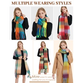 Voqeen Women Scarfs Winter Warm Soft Tartan Scarves Long Check Tassel Shawl And Wraps Large Thick Stole Blanket Scarf Gifts for Ladies