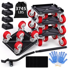 BTEC Heavy Furniture Movers with 5 Wheels Furniture Dolly Rotatable Wheel Dolly for Moving Furniture Lift Mover Tool Set Carbon Steel Panel Heavy Duty Dolly Maximum Load 3475 LBS