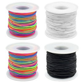 Ksvaye 4 Rolls 50 m Bracelet Elastic Cord 1 mm Elastic Band for Bracelets, Beads, Necklace and DIY Jewellery Making Crafts