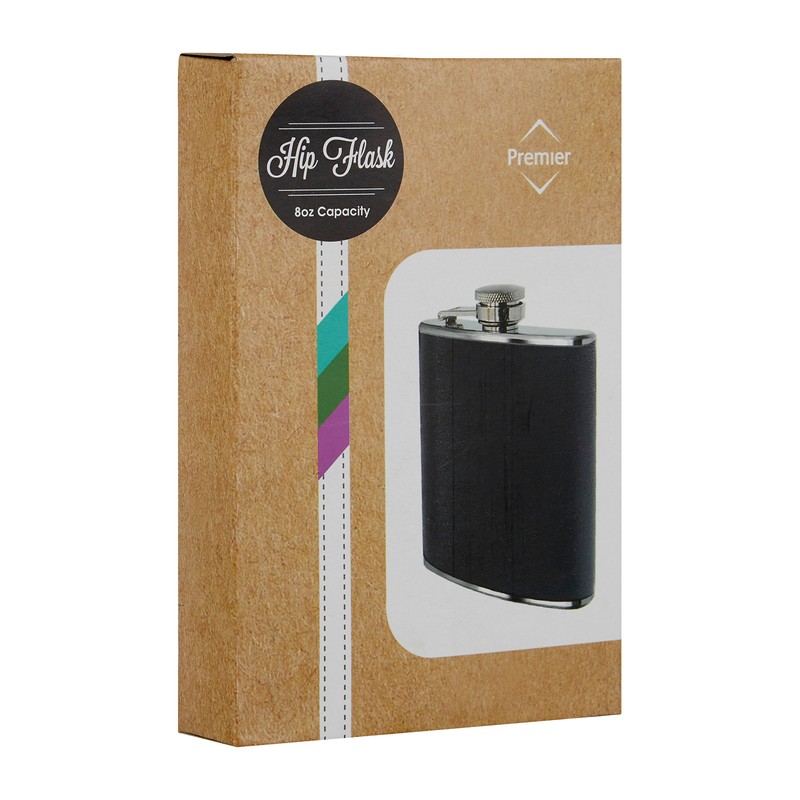 Premier Housewares Hip Flask Set - 8 oz - Black