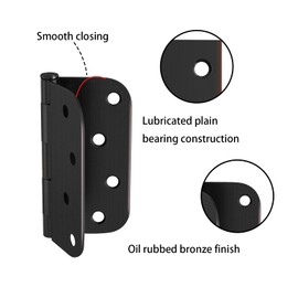 Haidms 12 Pack Exterior Door Hinges 4 Inch No Squeak Oil Rubbed Bronze Hinges with 5/8" Radius Corner Removable Pin Full Mortise for Heavy Duty Hardware