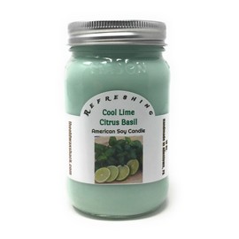 The Old Wax Shack Cool Lime Citrus Basil Soy Candle - 16 Oz. Mason Jar