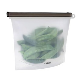 ​Copco Silicone Food Grade Reusable Storage Bag, Clear (Medium), Reduce Single-Use Plastic, Air-Tight, Leakproof, Dishwasher-Safe, Eco-friendly, 33.8 Ounce, Clear
