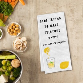 Cilrii Tequila Gifts Kitchen Towels - Funny Tequila Hand Towels Lemon Kitchen Towels,Tequila Dish Towels for Kitchen Bathroom Decor,16 X 24 Inches