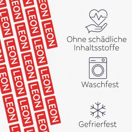 Mini Name Stickers 16 x 6 mm - Name Tags - Pens, Clothes, Small Parts (Pack of 156) - Waterproof & Dishwasher Safe - BPA Free - Sunnywall (Red)