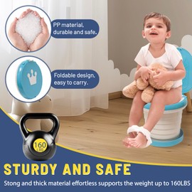 SunnySmile portable, foldable potty seat for toddler, Training Toilet Seat Emergency Toilet for Car, Camping, Outdoor, indoor (light blue, large)